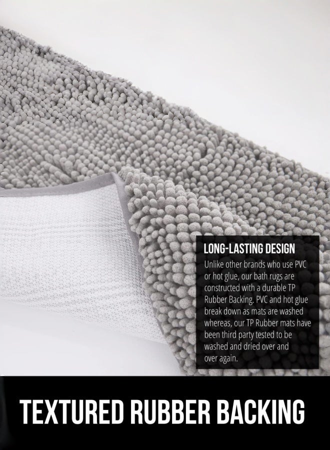 شو وو سجاد الحمام – حصيرة حمام قابلة للامتصاص والغسل، ضد الانزلاق، سجاد حمام سميك وناعم من الشنيل لأرضية الحمام، الدش، الحوض - (40*60 سم) - Image 4